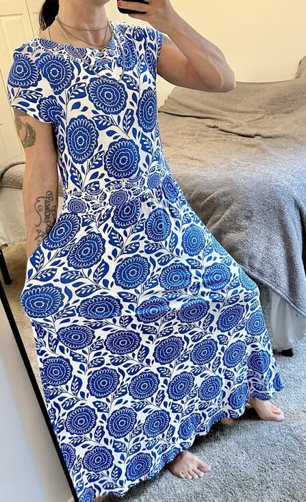 Boden Dresses & Skirts - Boden Melanie Jersey Maxi Long Dress Blue White Floral Print Size 10